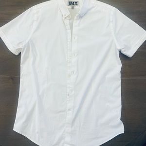 Express Men’s white fitted button down shirt